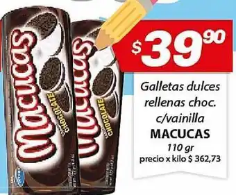 Almacor Macucas Galletas Dulces Rellenas Choc. C-vainilla 110g oferta