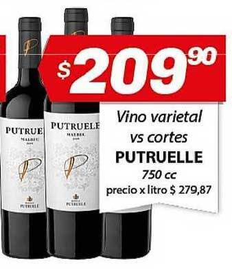 Almacor Putruelle Vino varietal vs cortes 750cc oferta