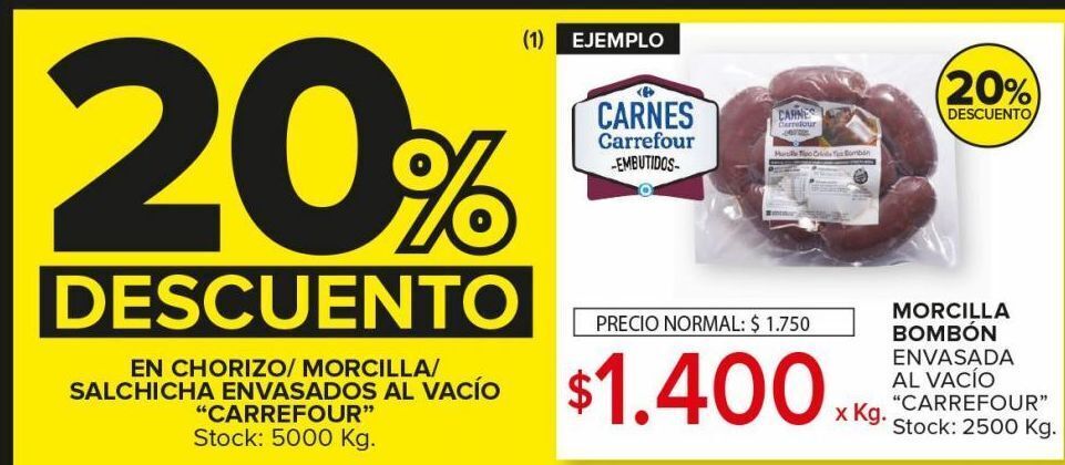 Carrefour Maxi Morcilla bombón carrefour env. al vacio x kg oferta