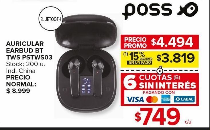 Carrefour Maxi Auricular earbud bt tws poss oferta