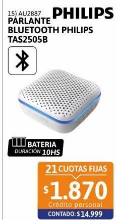 Cetrogar Parlante bluetooth philips tas2505w/00 oferta