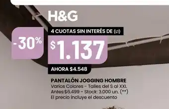 Changomas Pantalón jogging hombre h&g oferta