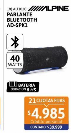 Cetrogar Parlante bluetooth ad-spk1 40w negro alpine oferta