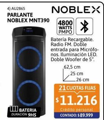 Cetrogar Parlante noblex mnt390 oferta