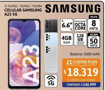 Cetrogar Celular samsung galaxy a23 4/128gb 6.6 5g azul oferta