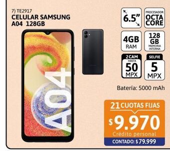 Cetrogar Celular samsung a04 6.5 4/128gb negro oferta