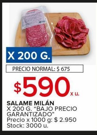 Carrefour Maxi Salame milán x 200g bajo precio garantizado oferta