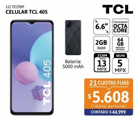 Cetrogar Celular tcl 405 6.6 2/64gb negro oferta