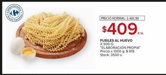 Carrefour Maxi Fusiles al huevo de elaboración propia x 500g oferta