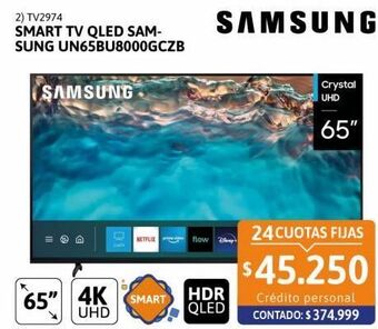 Cetrogar Smart tv led 65 samsung un65bu8000gczb 4k uhd oferta