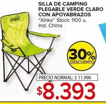 Carrefour Maxi Silla de camping plegable verde claro con apoyabrazos xinke oferta