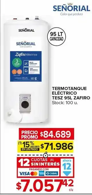 Carrefour Maxi Termotanque eléctrico señorial test 95l zafiro oferta