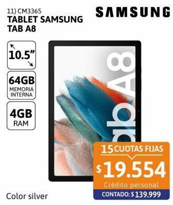 Cetrogar Tablet samsung galaxy tab a8 10.5'' 4gb 64gb silver oferta