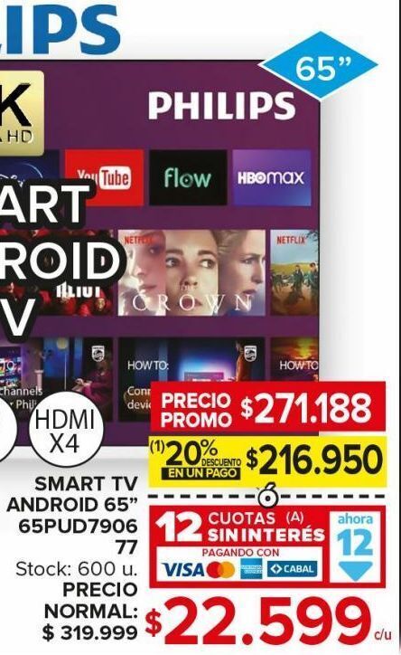 Carrefour Maxi Smart tv philips android 65 oferta
