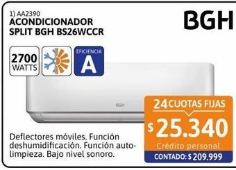 Cetrogar Aire acondicionado split bgh 2700w frío calor ea bs26wccr oferta