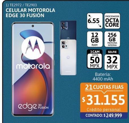 Cetrogar Celular motorola edge 30 fusión 6.55 12-zz256gb blanco oferta