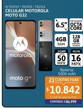 Cetrogar Celular motorola g32 6.49 4/128gb 50mp rosa oferta