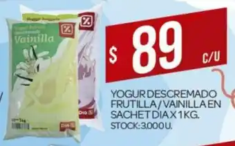 Supermercados DIA Yogur Descremado Frutilla/Vainilla En Sachet Dia x 1 kg oferta