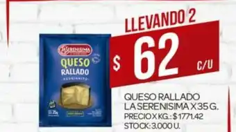 Supermercados DIA Queso Rallado La Serenisima x 35 g oferta