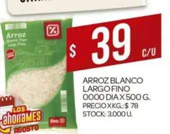 Supermercados DIA Arroz Blanco Largo Fino 0000 Dia x 500g oferta