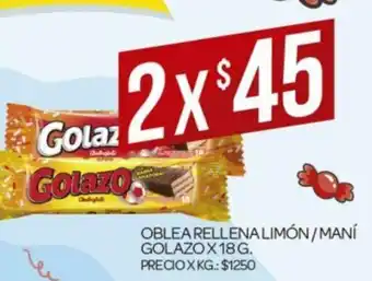 Supermercados DIA Oblea Rellena Limón/Maní Golazo x 18g oferta