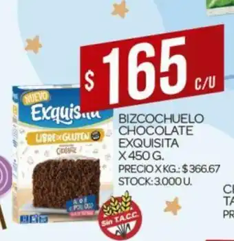 Supermercados DIA Exquisita Bizcochuelo Chocolate x 450g oferta