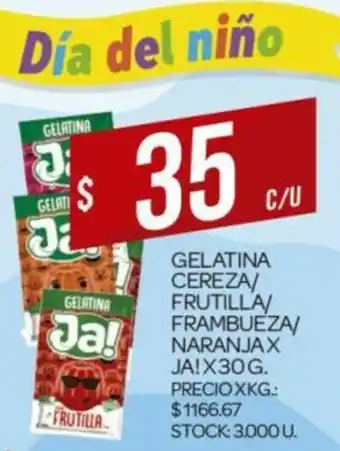 Supermercados DIA Gelatina Cereza/Frutilla/Frambueza/Naranja Ja! x 30g oferta