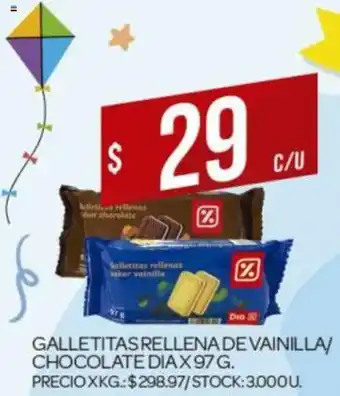 Supermercados DIA Galletitas Rellena De Vainilla/Chocolate Dia x 97g oferta
