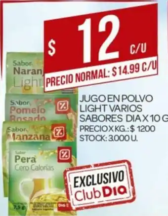 Supermercados DIA Jugo En Polvo Light Varios Sabores Dia x 10g oferta