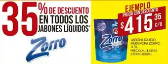 Supermercados DIA Zorro Jabón Liquido Para Ropa x 3L oferta