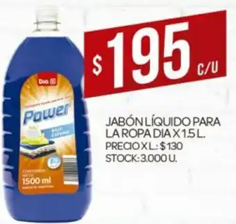 Supermercados DIA Power Jabón Líquido Para La Ropa Dia x 1.5L oferta