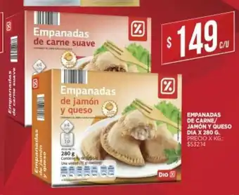 Supermercados DIA Empanada De Carne/Jamón y Queso Dia x 280g oferta