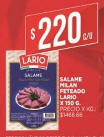 Supermercados DIA Lario Salame Milan Feteado x 150g oferta