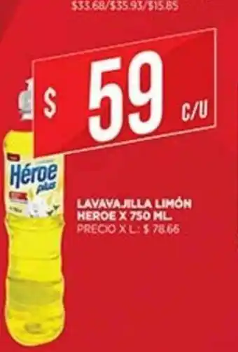 Supermercados DIA Lavavajilla Limón Heroe x 750ml oferta