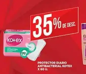 Supermercados DIA Kotex Protector Diario Antibacterial x 60u oferta
