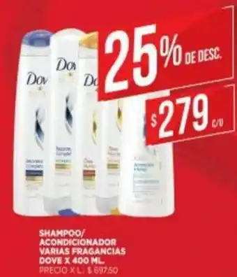 Supermercados DIA Dove Shampoo/Acondicionador Varias Fragrancias x 400ml oferta
