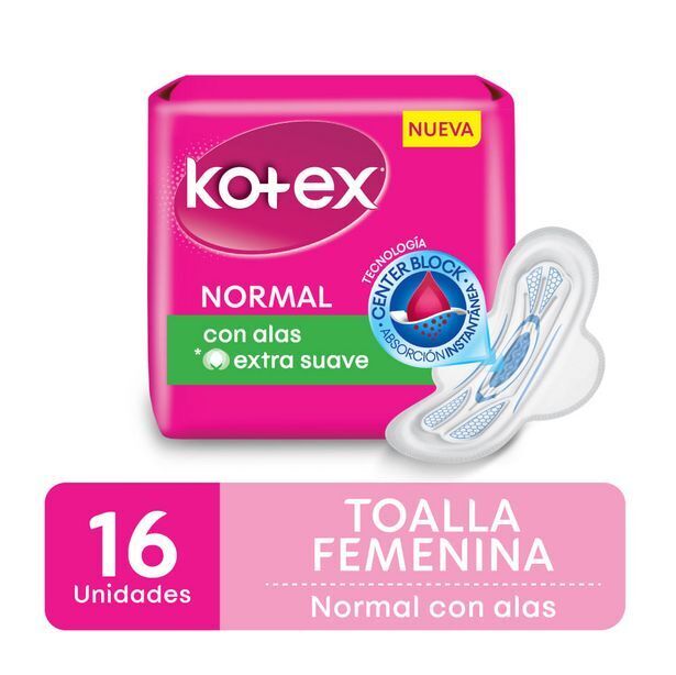 Supermercados DIA Toallita femenina kotex normal con alas 16 un. oferta
