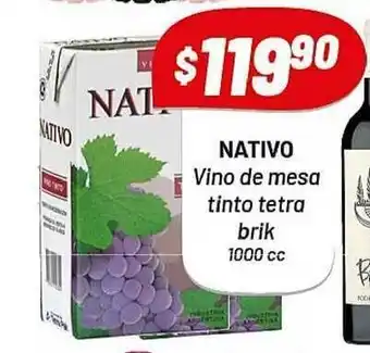 Almacor Nativo Vino De Mesa Tinto Tetra Brik 1000cc oferta