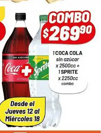 Almacor 1 Coca Cola Sin Azúcar + 1 Sprite x 2250cc oferta