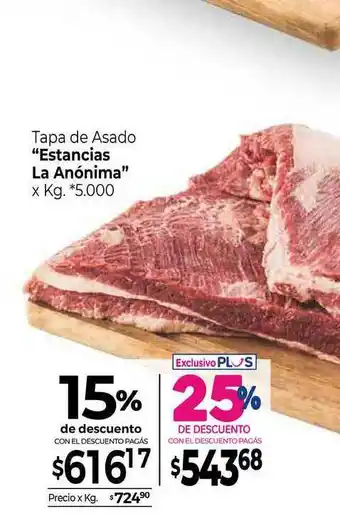 La Anonima Tapa De Asado Estancias La Anónima 15% De Descuento oferta