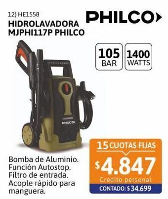 Cetrogar Hidrolavadora mjphi117p 1400w philco oferta