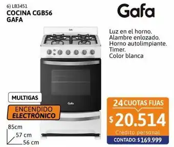 Cetrogar Cocina a gas cgb56 blanca 56cm gafa oferta