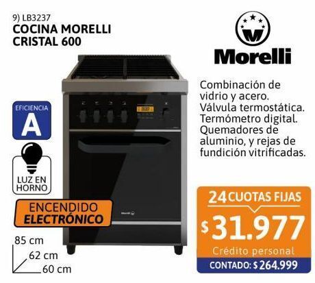 Cetrogar Cocina morelli cristal 600 4 hornallas con encendido oferta