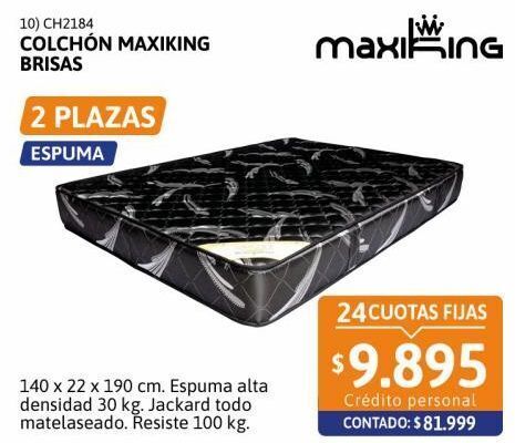 Cetrogar Colchón brisas 2 plazas 140x190 cm maxi king oferta