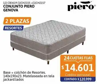 Cetrogar Colchón piero genova jack 2 plazas 140x190 cm oferta
