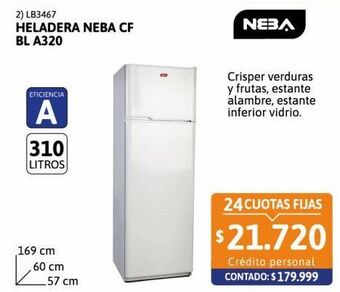 Cetrogar Heladera neba cf bl a320 310lt oferta