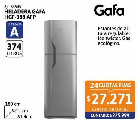 Cetrogar Heladera con freezer hgf388afp 374 lt plateado gafa oferta