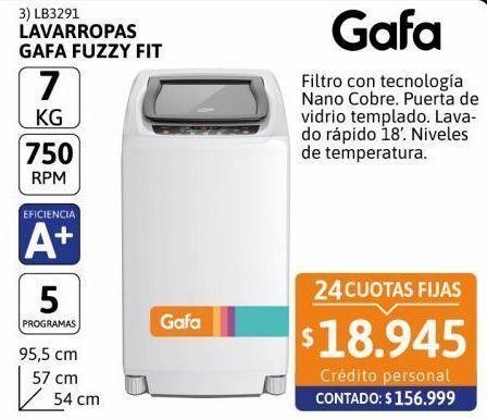 Cetrogar Lavarropas gafa fuzzy fit 7kg 750rpm blanco oferta