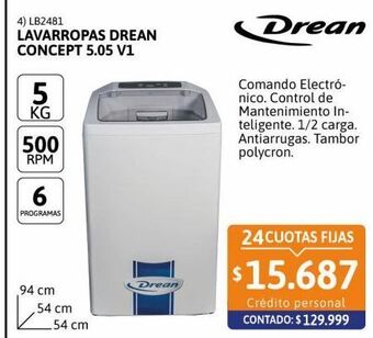 Cetrogar Lavarropas drean concept 5.05 v1 5kg 500rpm oferta