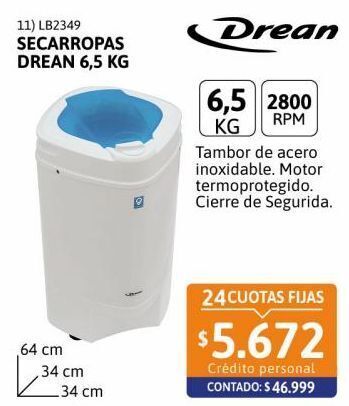 Cetrogar Secarropas drean qv 6.5 kg oferta